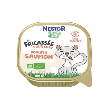 La fricassé pour chat  poulet saumon - Nestor Bio - 100 g
