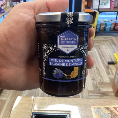 Trésors du monde Miel de montagne et graines de nigelles